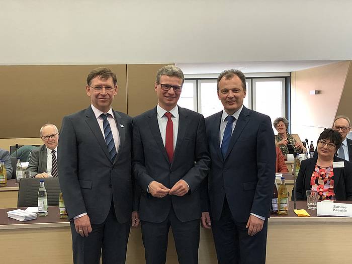 Landrat Stefan Rößle, Staatsminister Bernd Sibler, Ministerialbeauftragter Realschuldirektor Bernhard Buchhorn